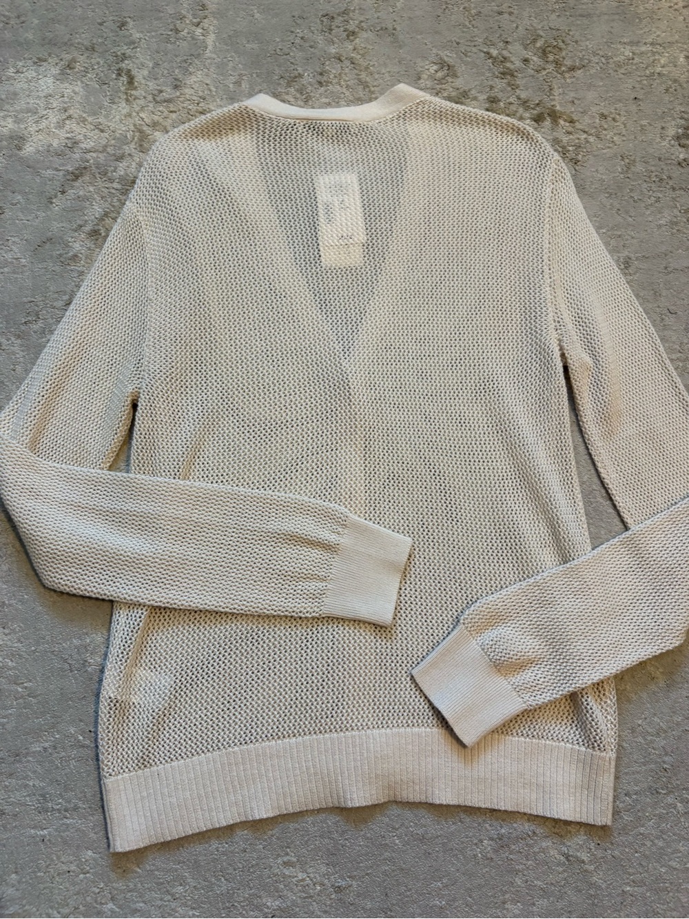 Cleo Petites Cream NWT Mesh Open-Work Button Front Cardigan Size Small Petite - Picture 10 of 12
